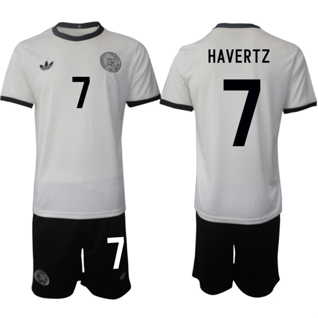Men's Germany #7 Kai Havertz White 2025 Home Soccer Jersey Suit